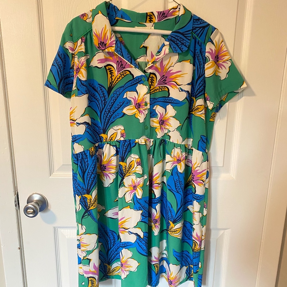 Flowy Floral Summer Dress with Front Button Detail